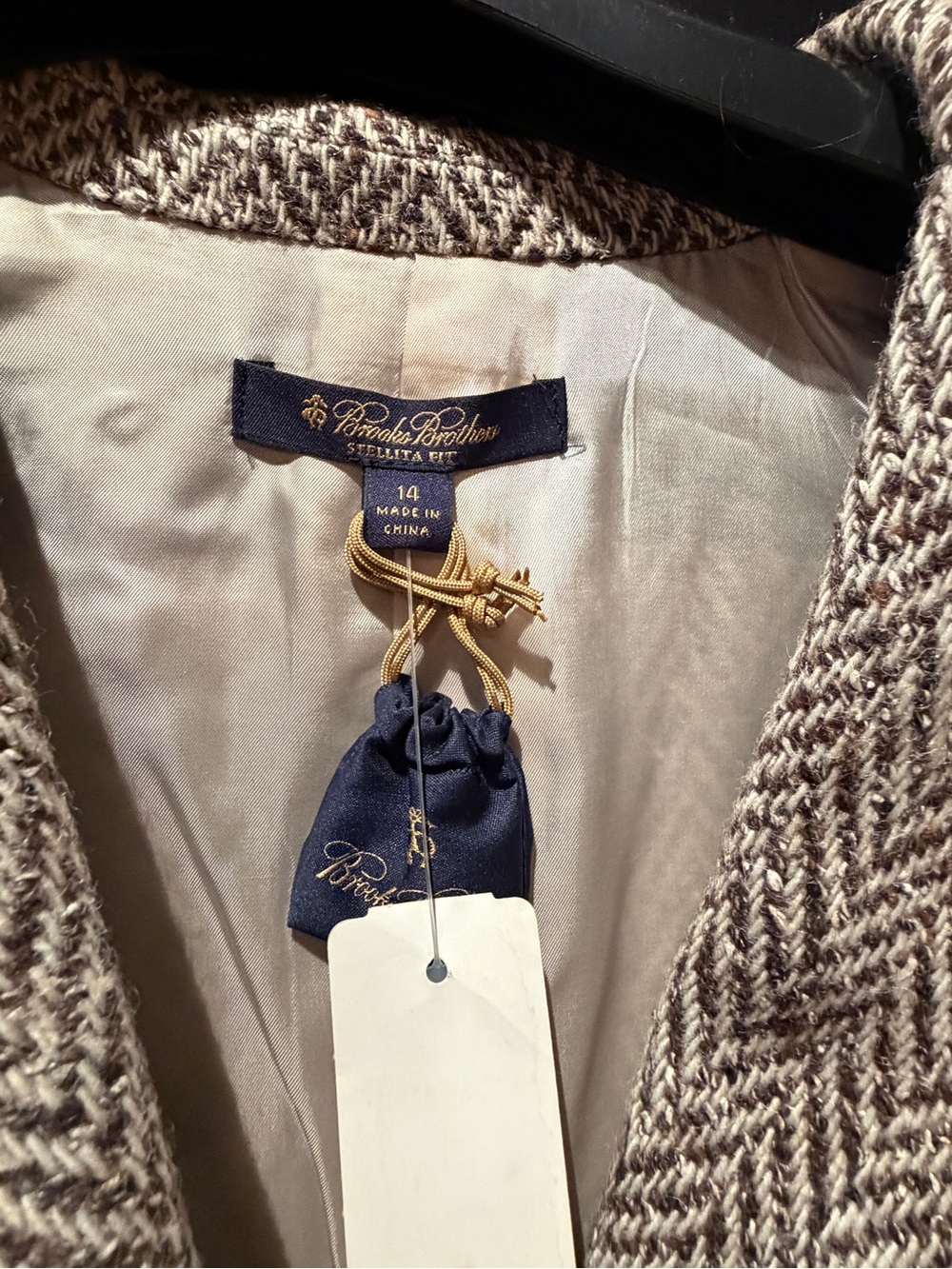 Brooks Brothers Tweed Herringbone Blazer - Brown & Cream Women’s Size 14 - Picture 2 of 6